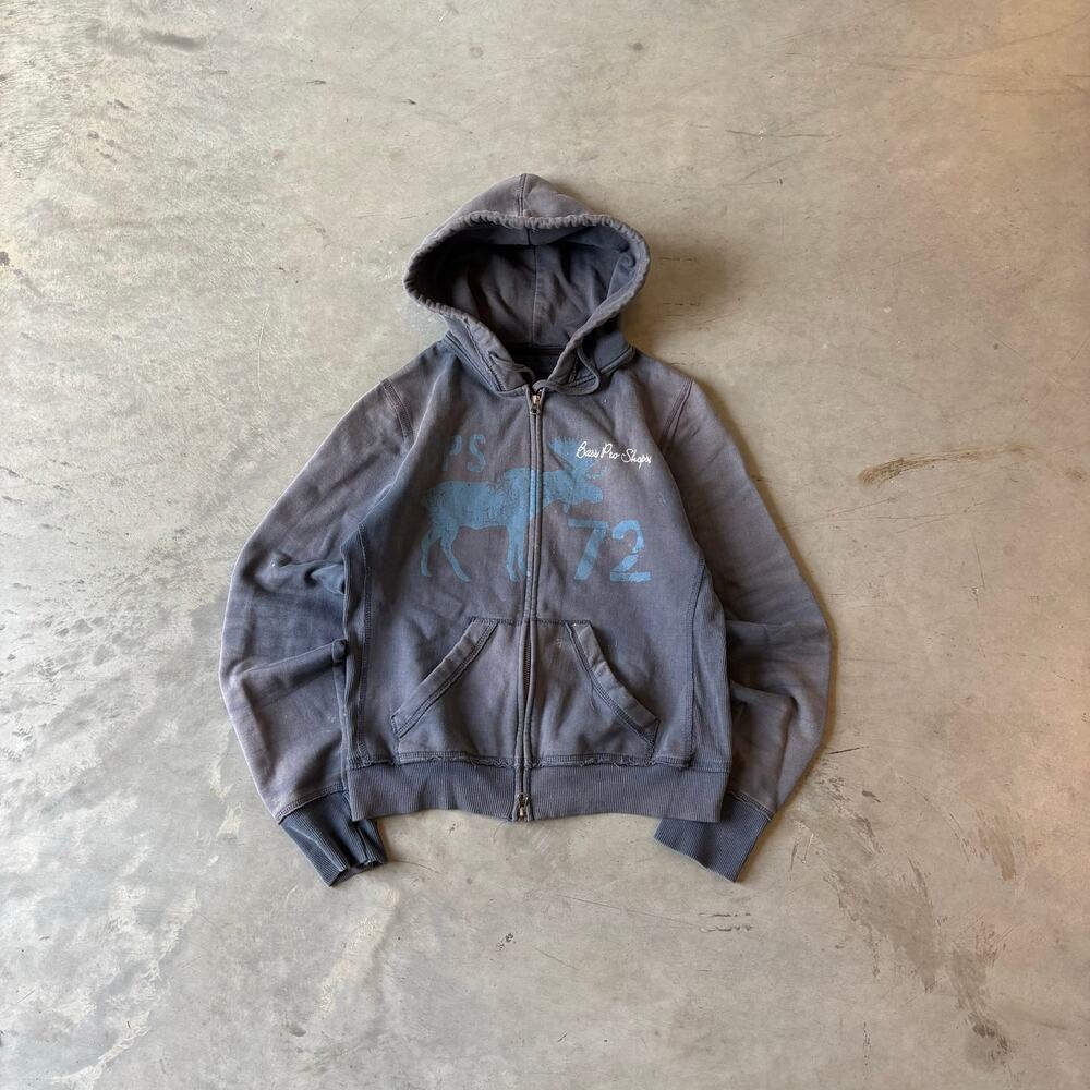 y2k faded bass pro shops zip up jacket